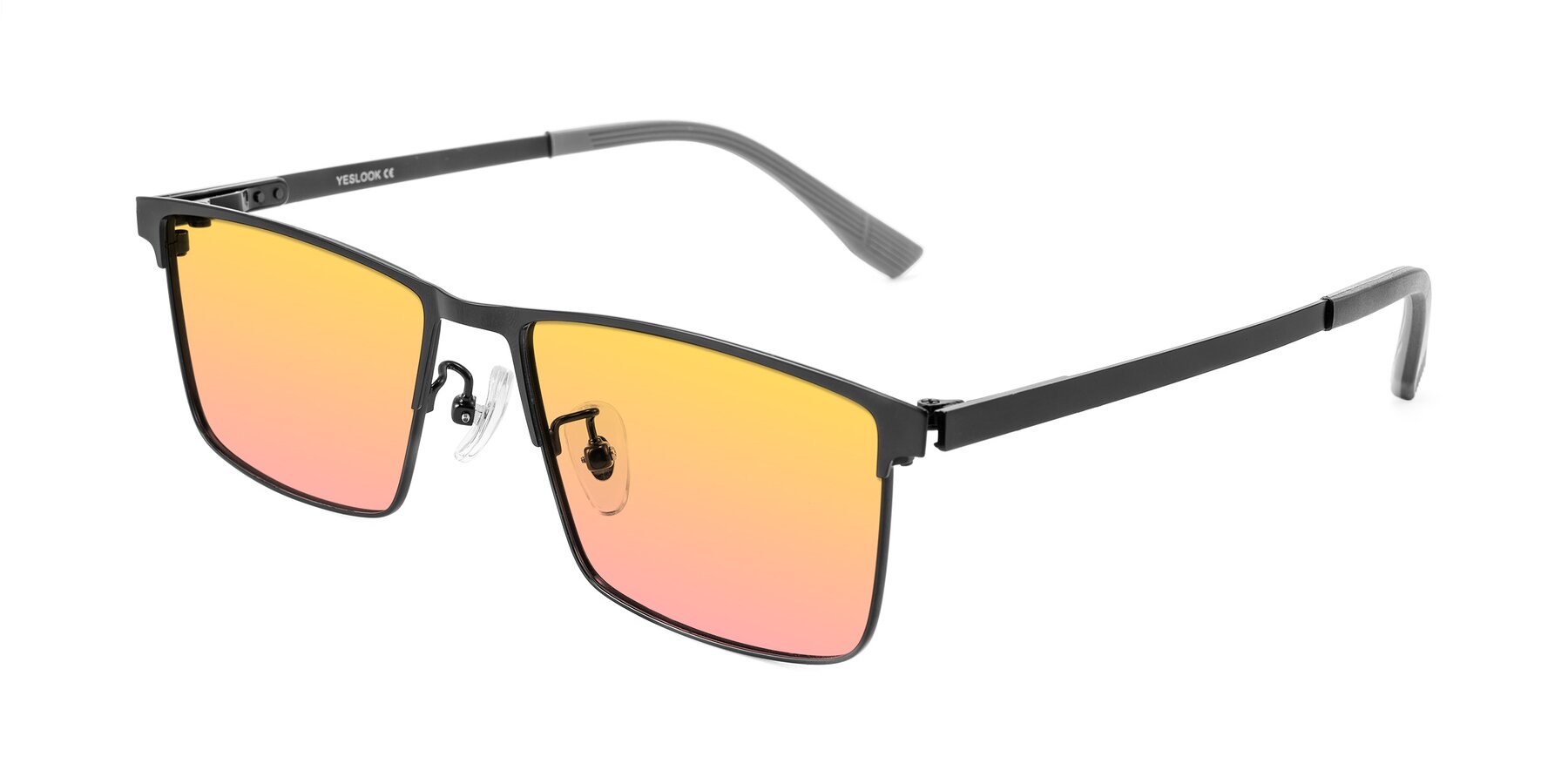 Angle of Leeth in Black with Yellow / Pink Gradient Lenses