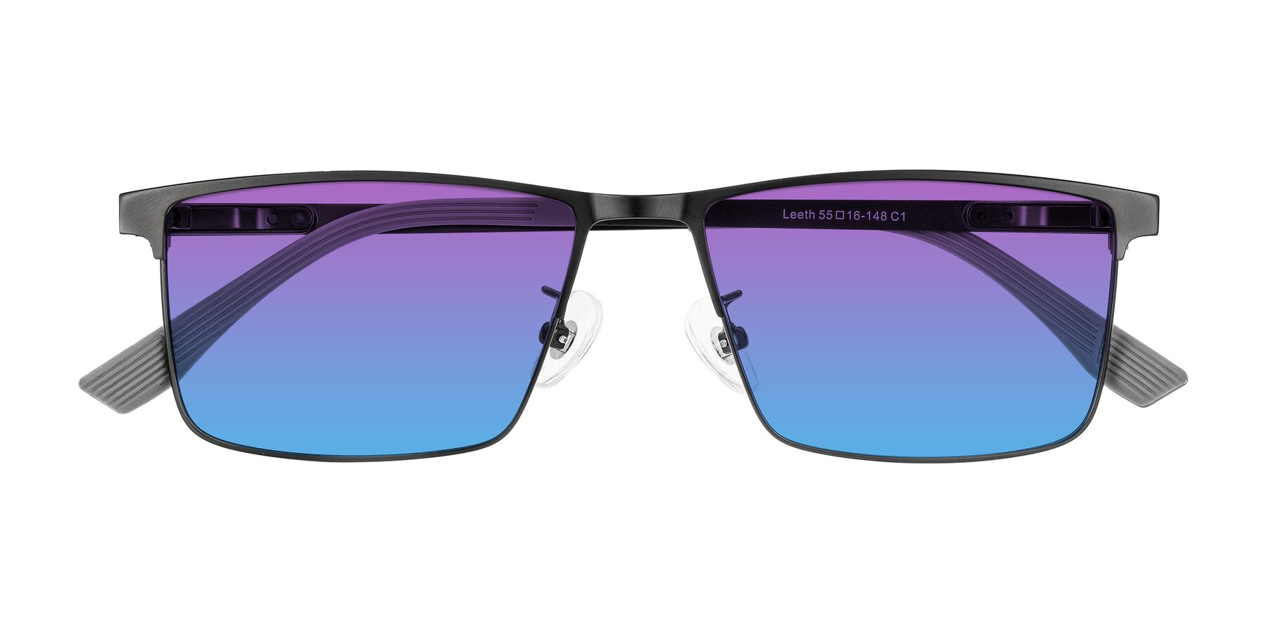 Folded Front of Leeth in Black with Purple / Blue Gradient Lenses