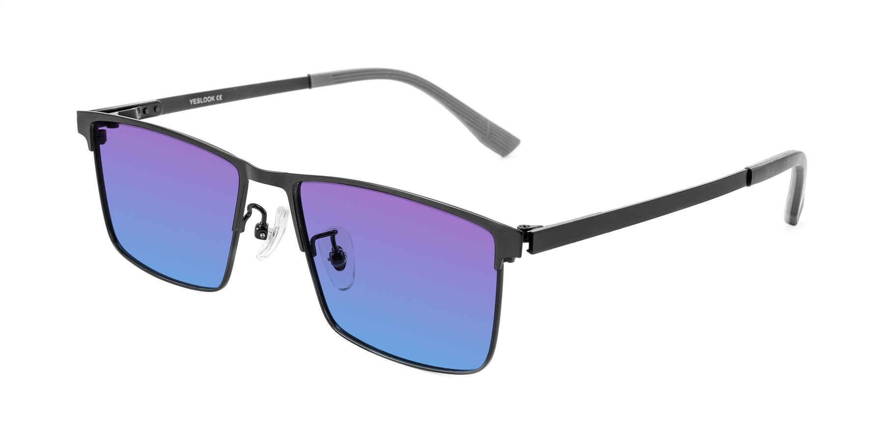 Angle of Leeth in Black with Purple / Blue Gradient Lenses