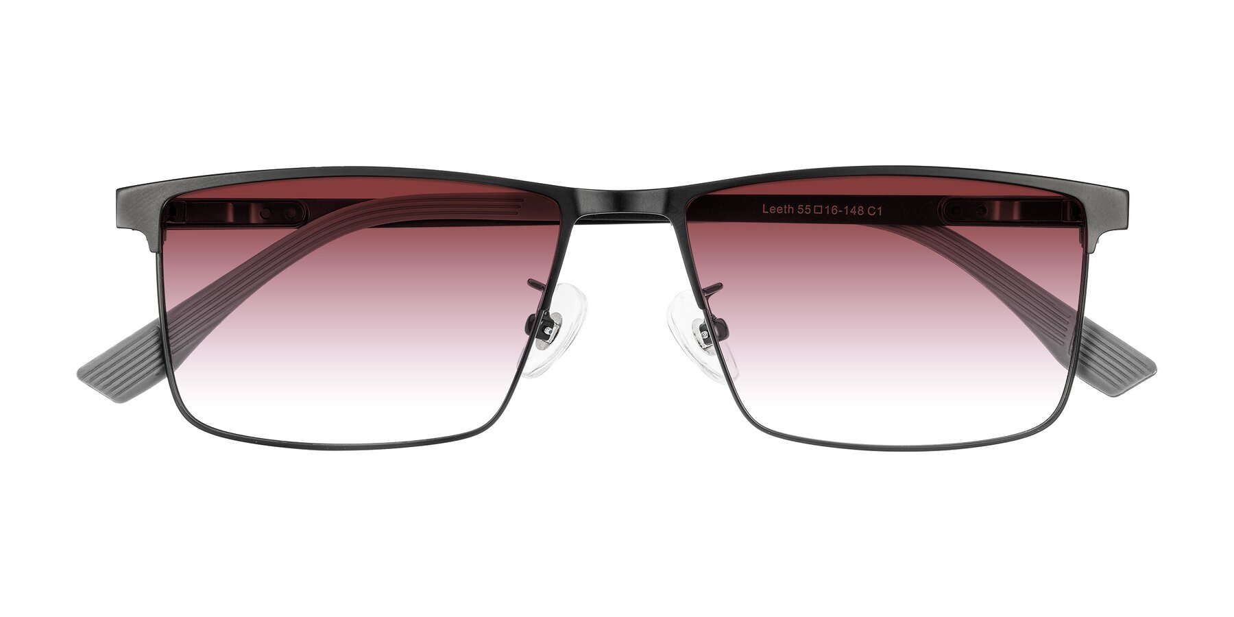 Folded Front of Leeth in Black with Garnet Gradient Lenses