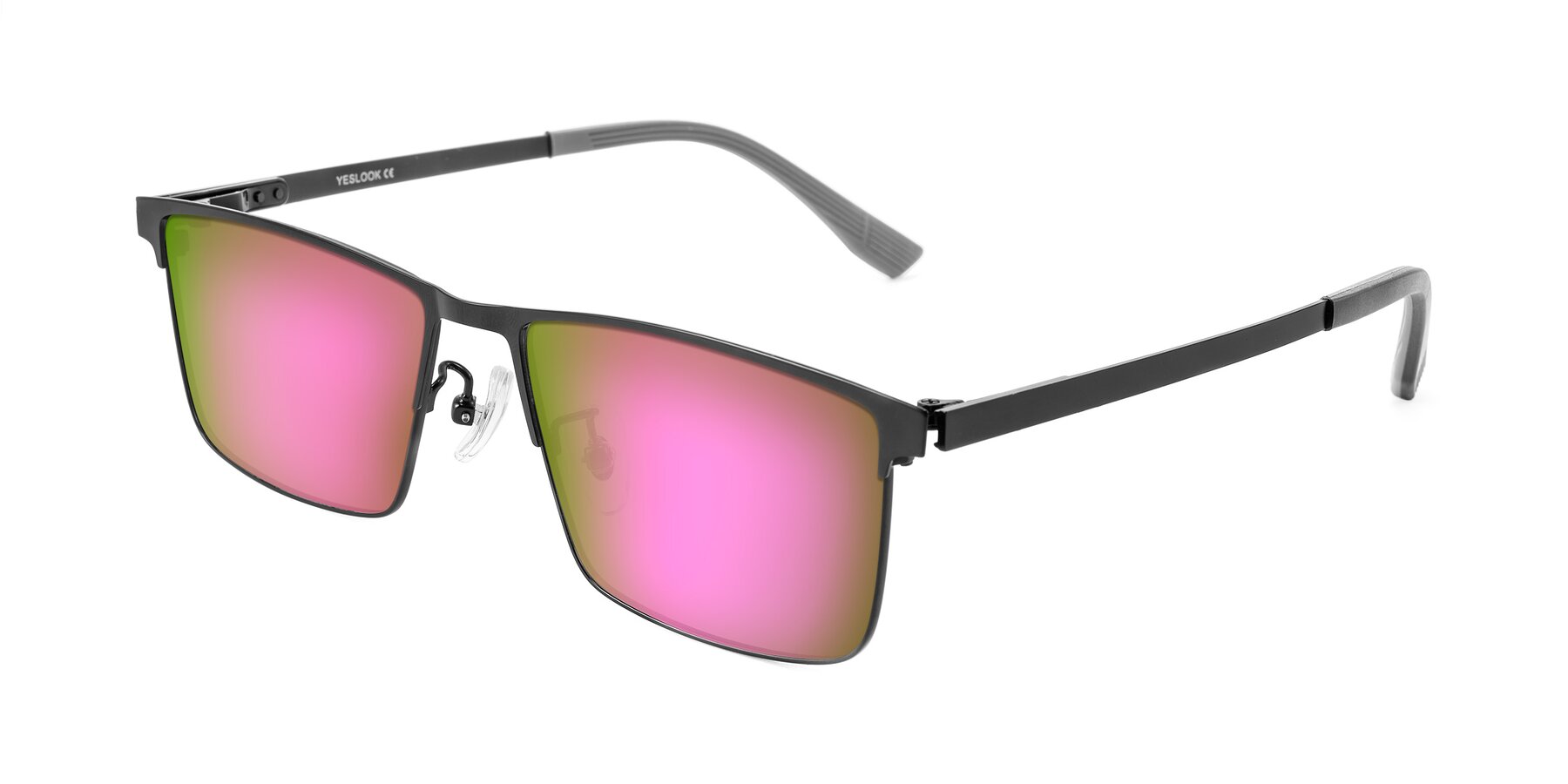 Angle of Leeth in Black with Pink Mirrored Lenses