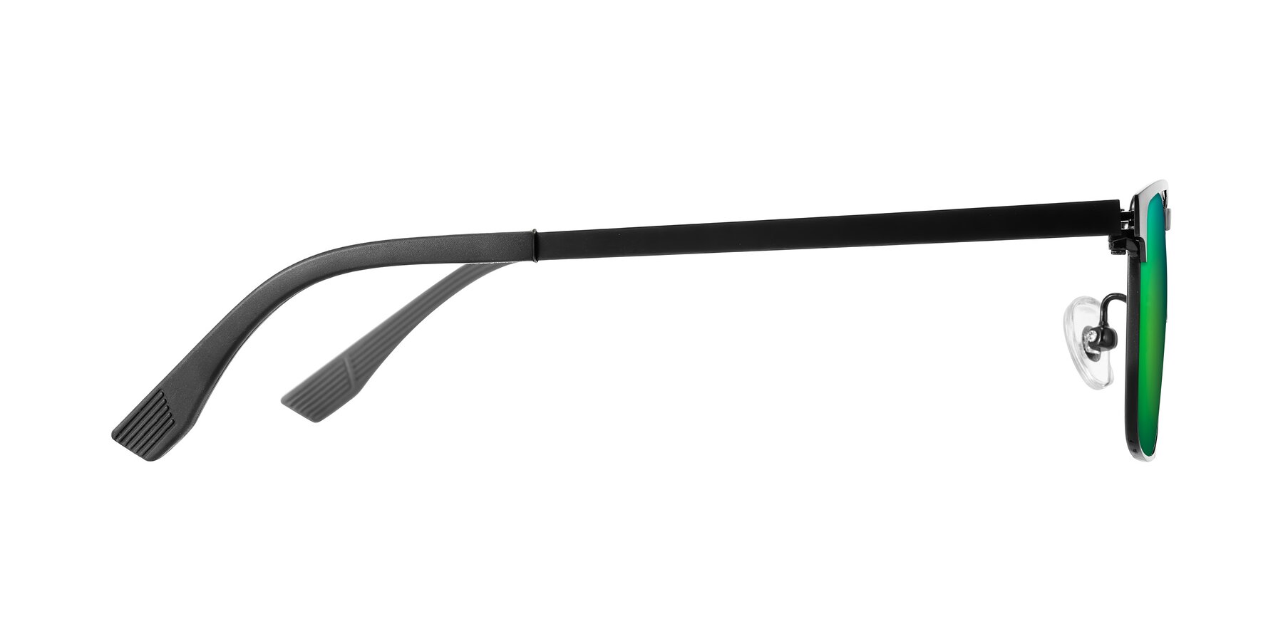 Side of Leeth in Black with Green Mirrored Lenses