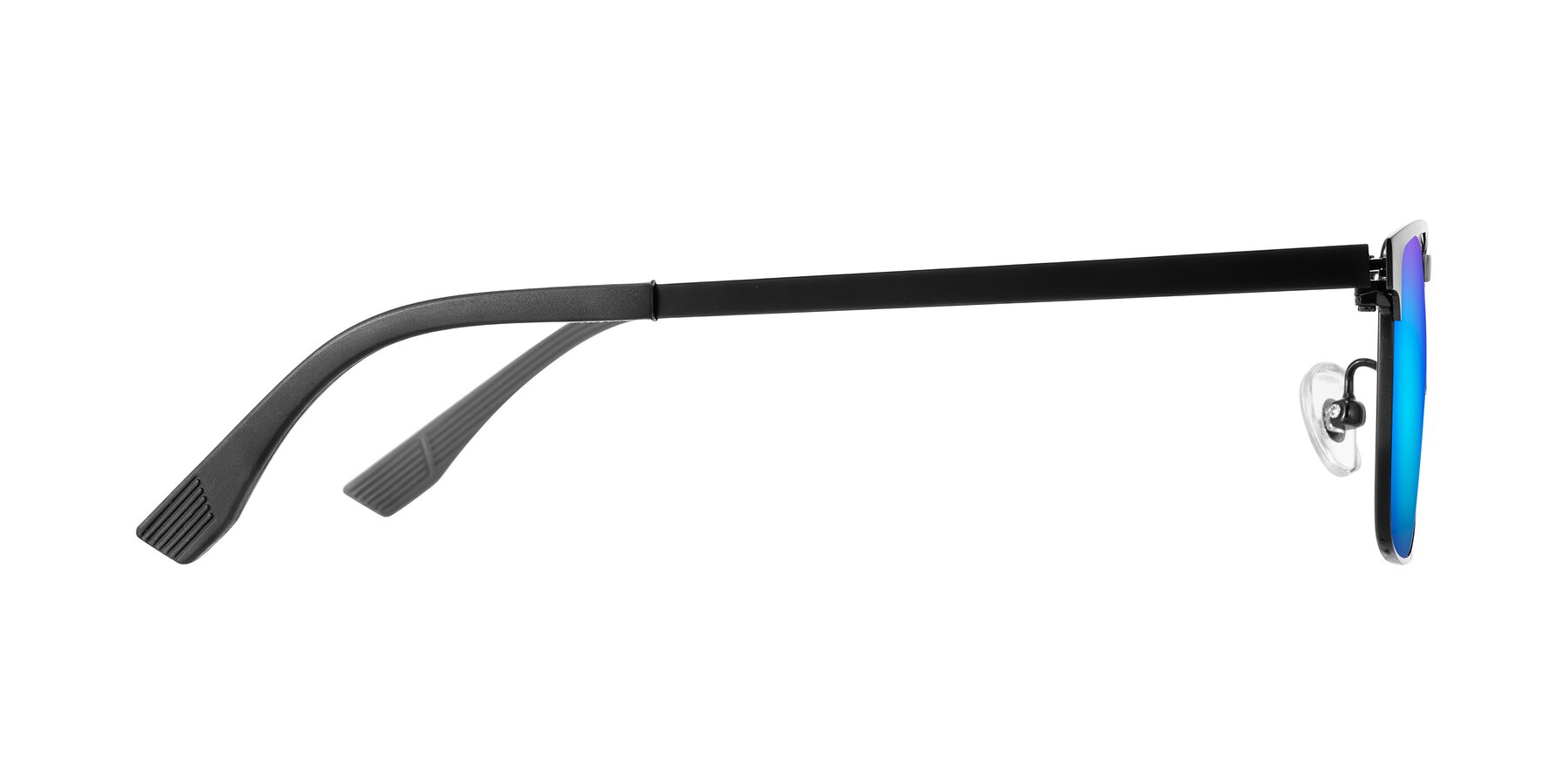 Side of Leeth in Black with Blue Mirrored Lenses