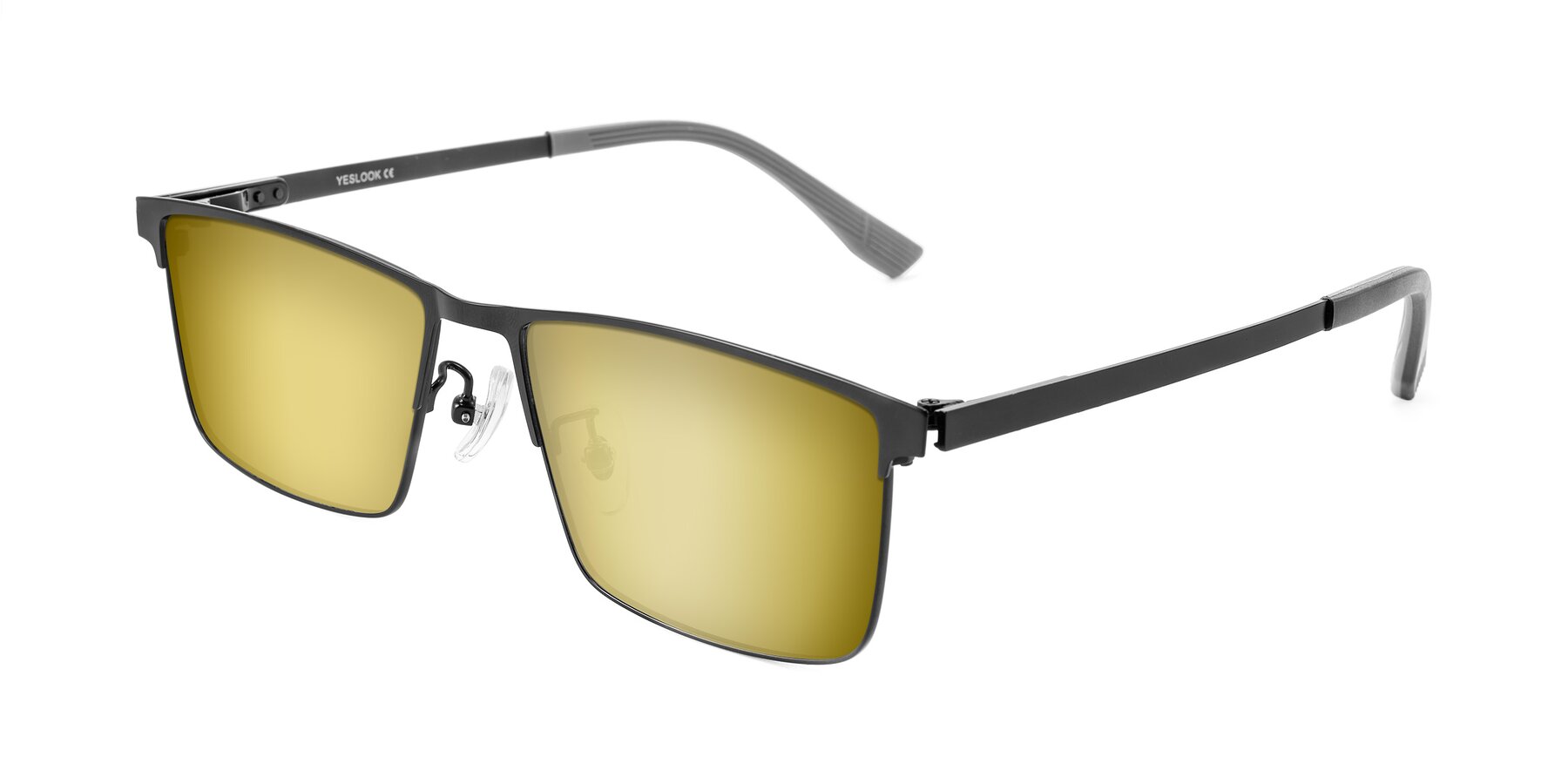Angle of Leeth in Black with Gold Mirrored Lenses