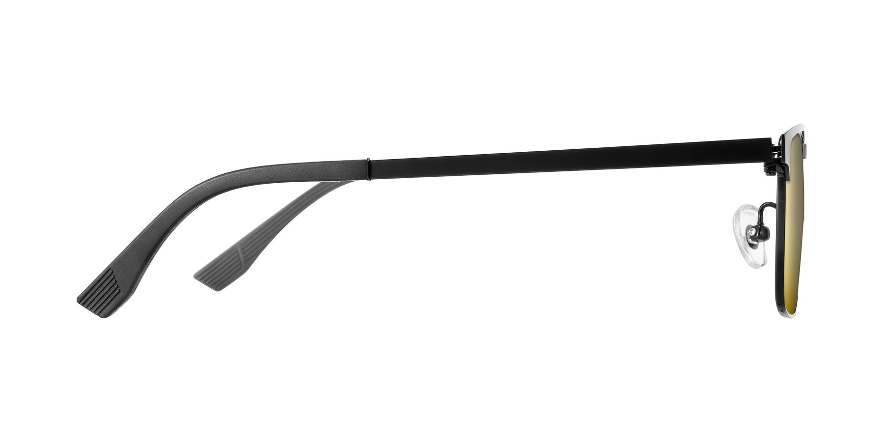 Side of Leeth in Black with Gold Mirrored Lenses
