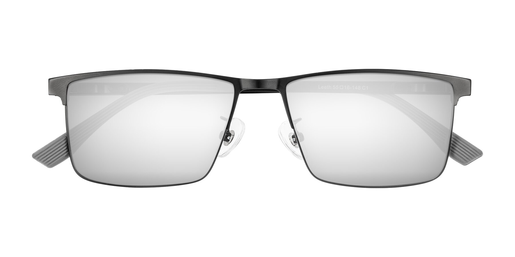 Folded Front of Leeth in Black with Silver Mirrored Lenses