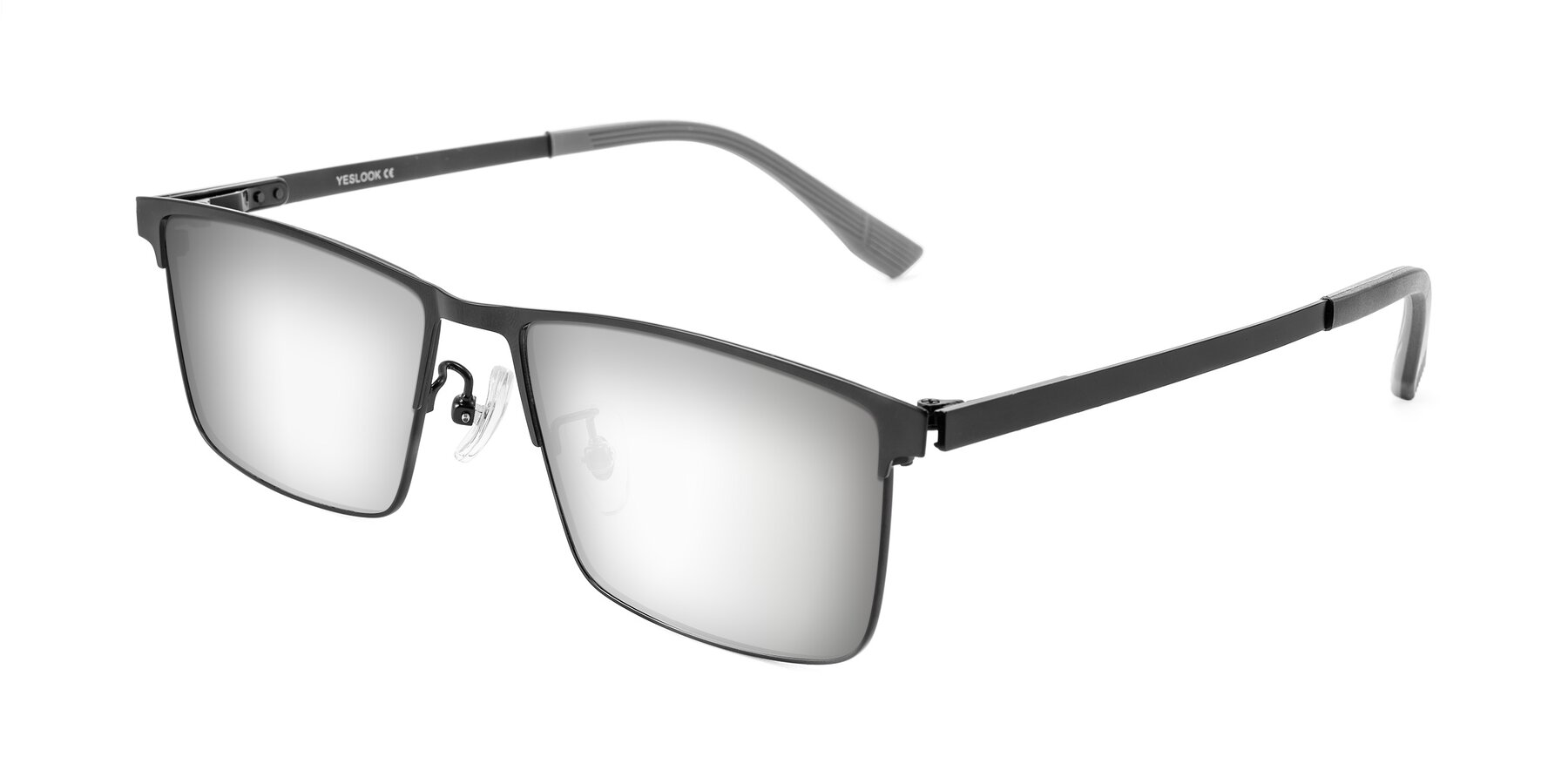 Angle of Leeth in Black with Silver Mirrored Lenses