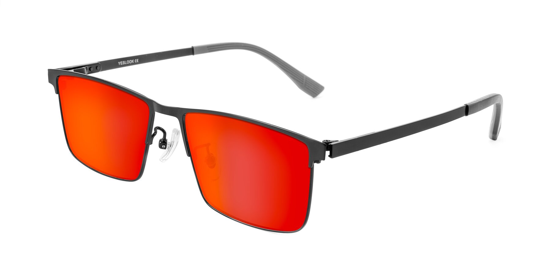 Angle of Leeth in Black with Red Gold Mirrored Lenses