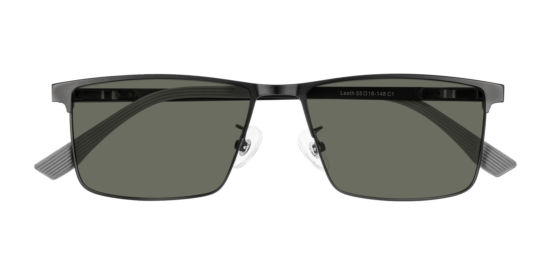 Folded Front of Leeth in Black with Gray Polarized Lenses
