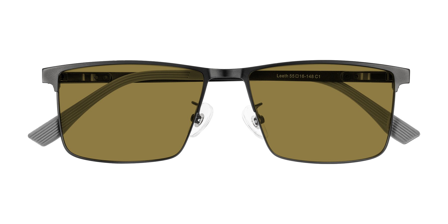 Folded Front of Leeth in Black with Brown Polarized Lenses