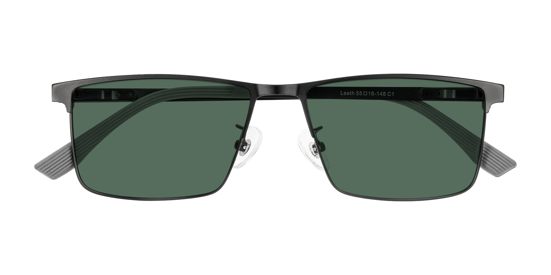 Folded Front of Leeth in Black with Green Polarized Lenses