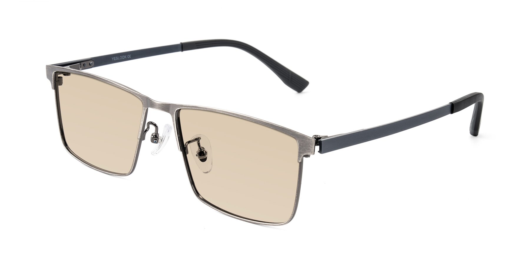 Angle of Leeth in Brushed Silver with Light Brown Tinted Lenses