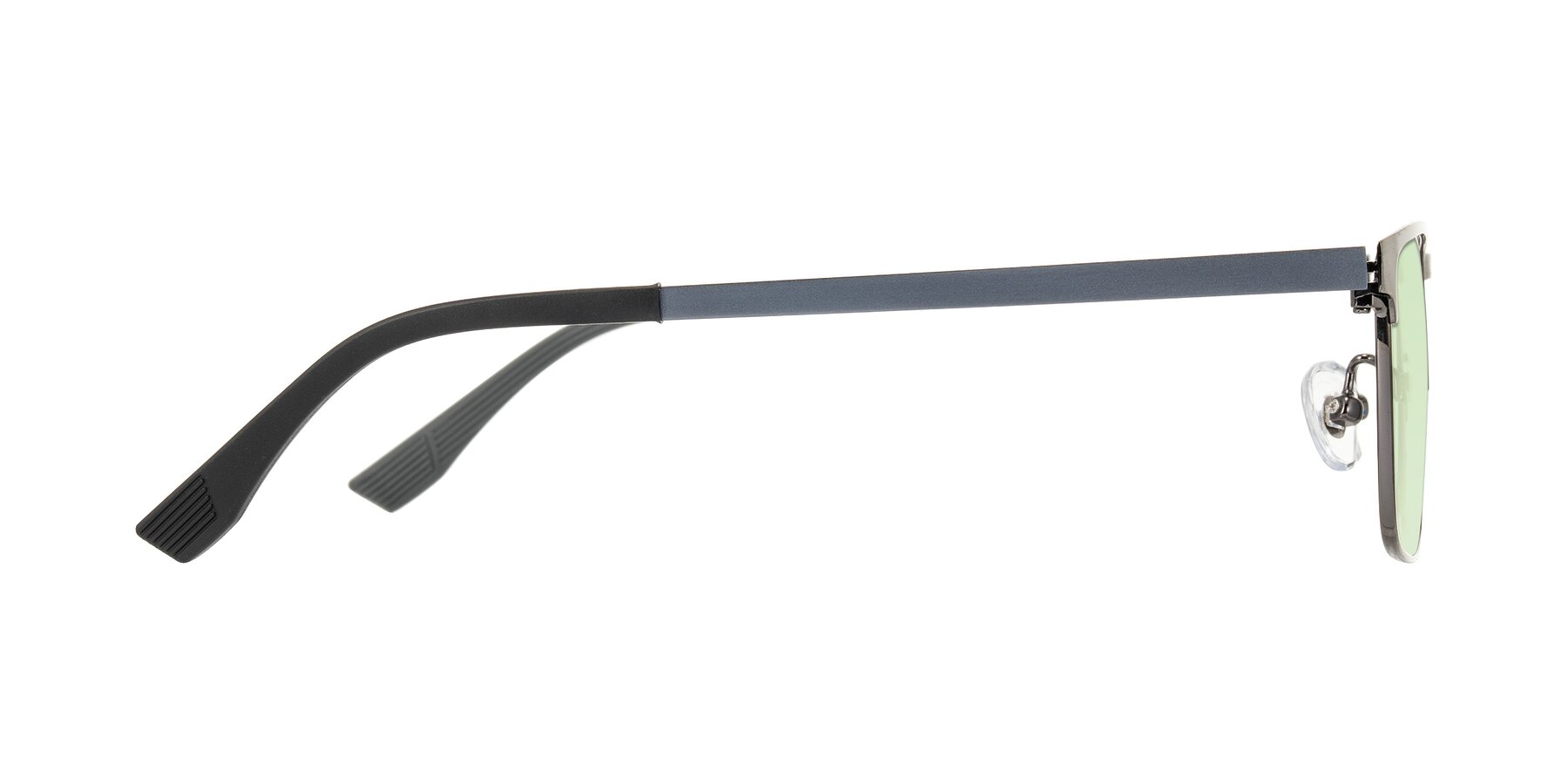 Side of Leeth in Brushed Silver with Light Green Tinted Lenses