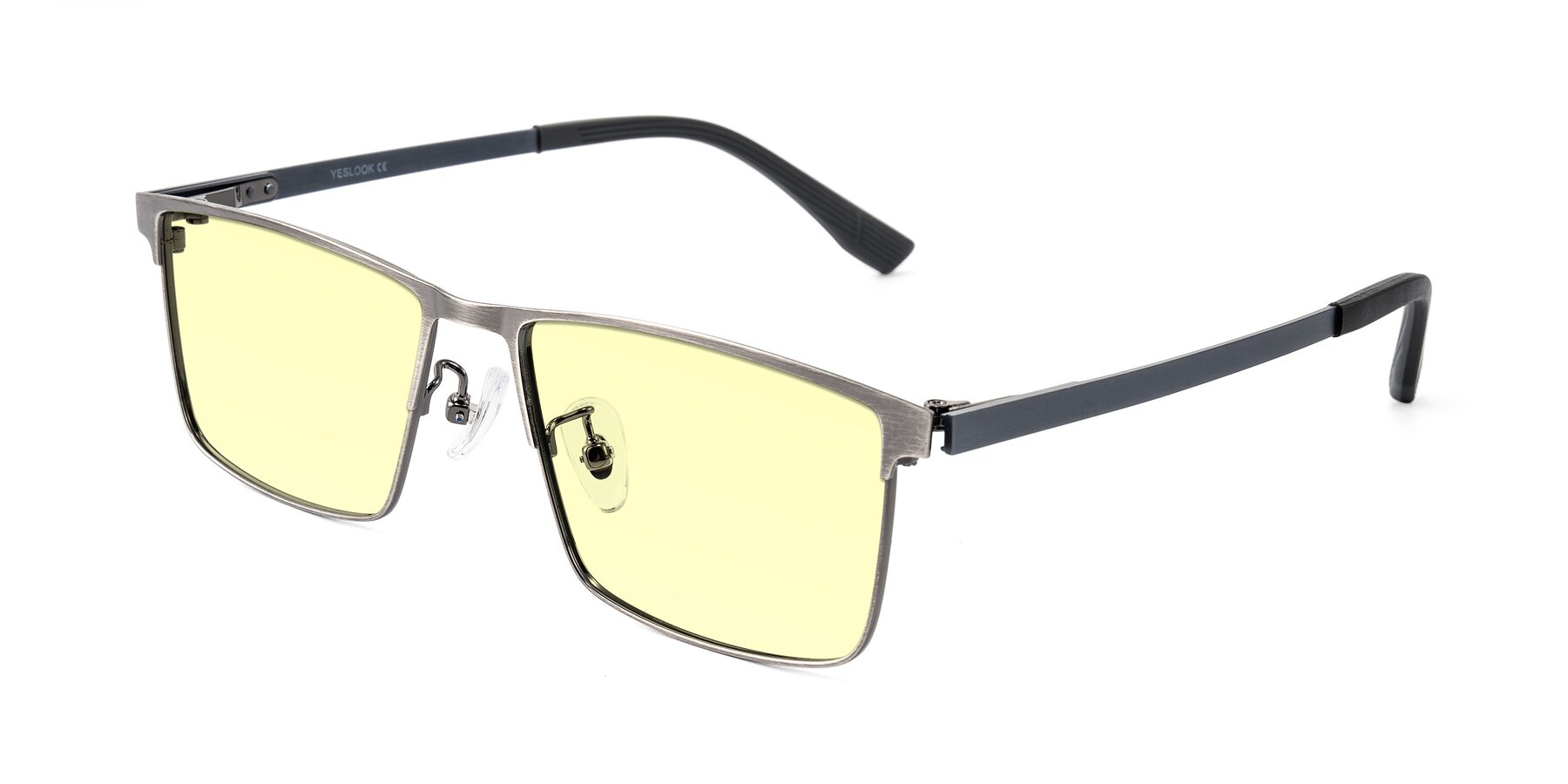Angle of Leeth in Brushed Silver with Light Yellow Tinted Lenses