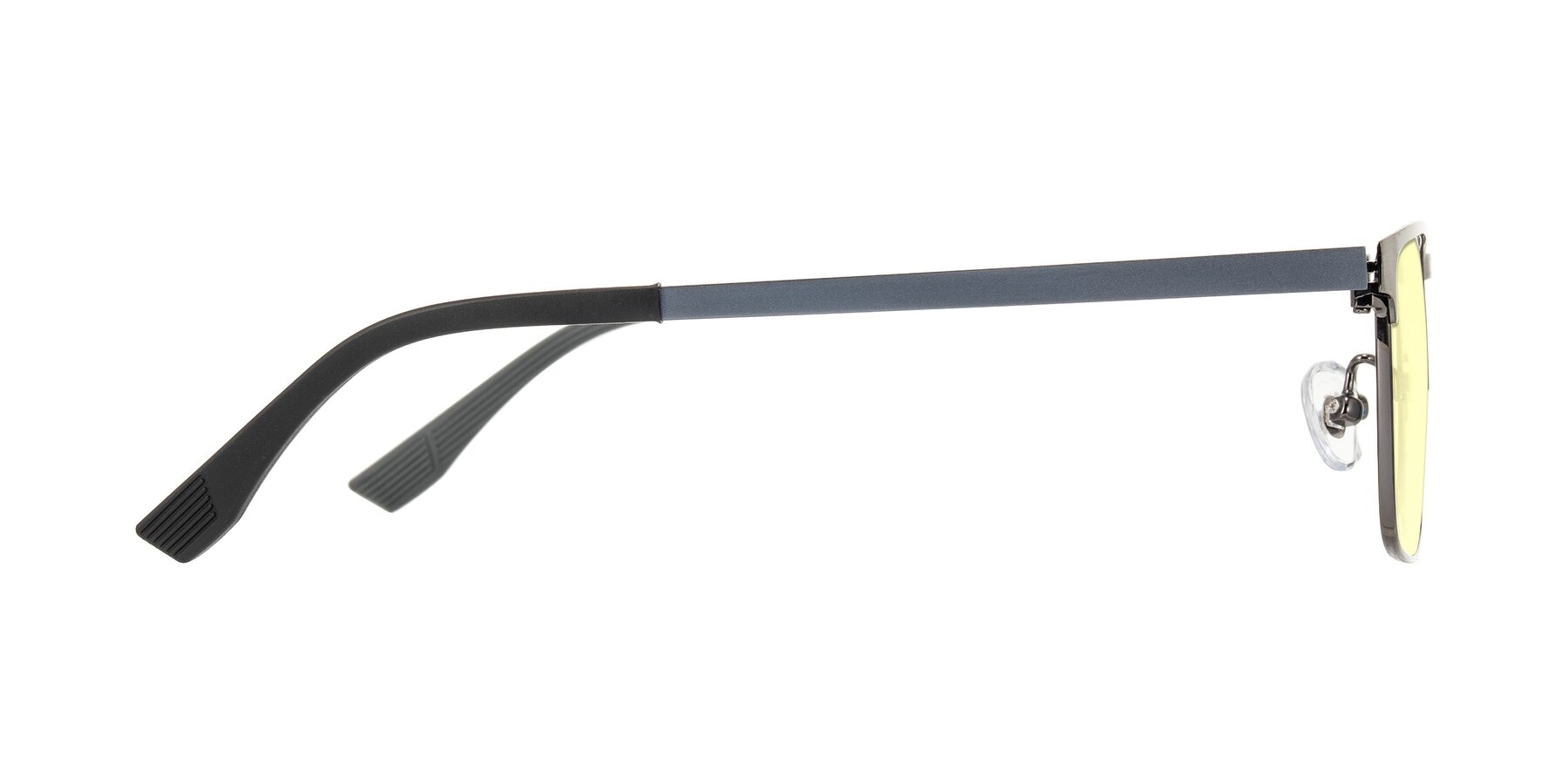 Side of Leeth in Brushed Silver with Light Yellow Tinted Lenses