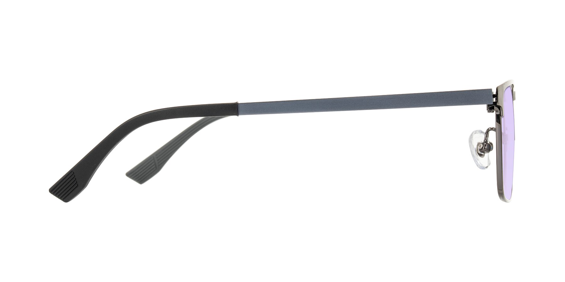 Side of Leeth in Brushed Silver with Light Purple Tinted Lenses