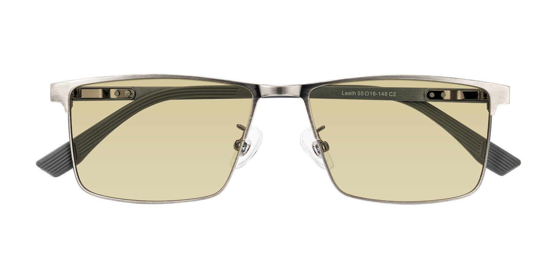 Folded Front of Leeth in Brushed Silver with Light Champagne Tinted Lenses