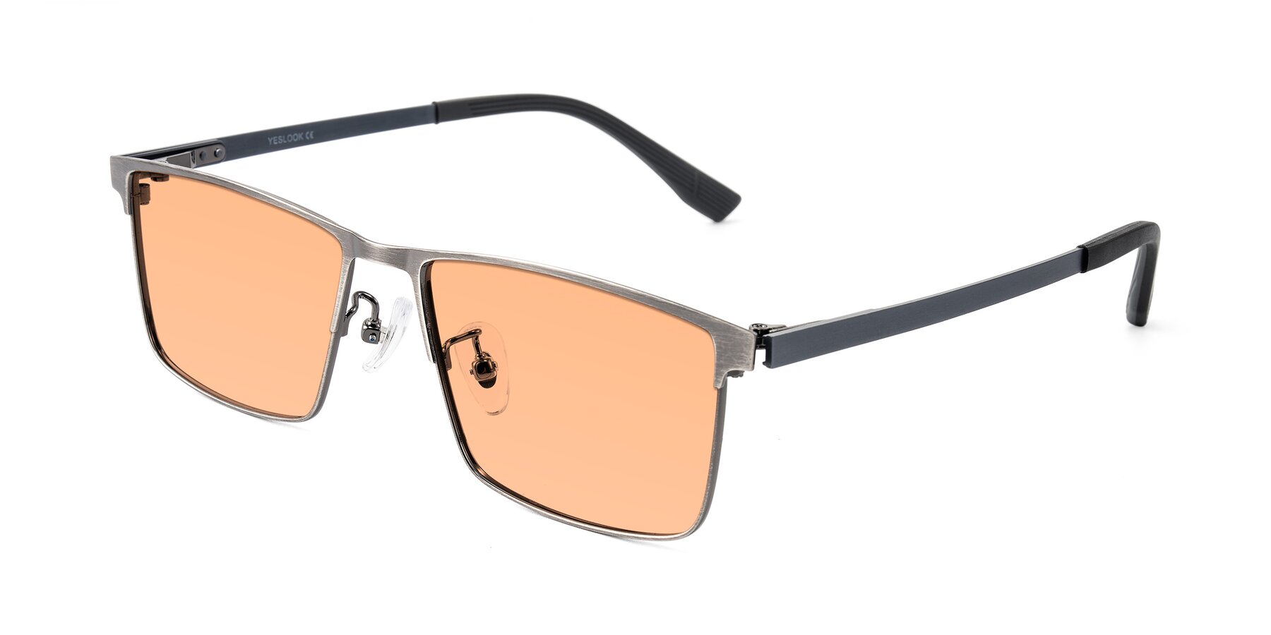 Angle of Leeth in Brushed Silver with Light Orange Tinted Lenses