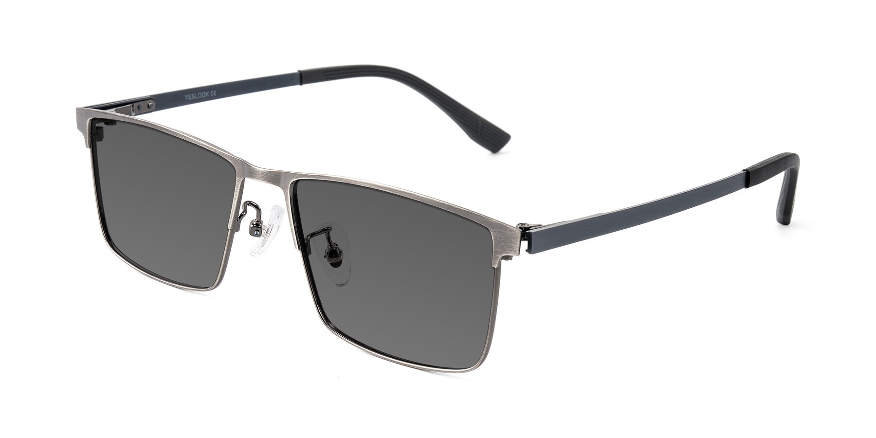 Angle of Leeth in Brushed Silver with Medium Gray Tinted Lenses