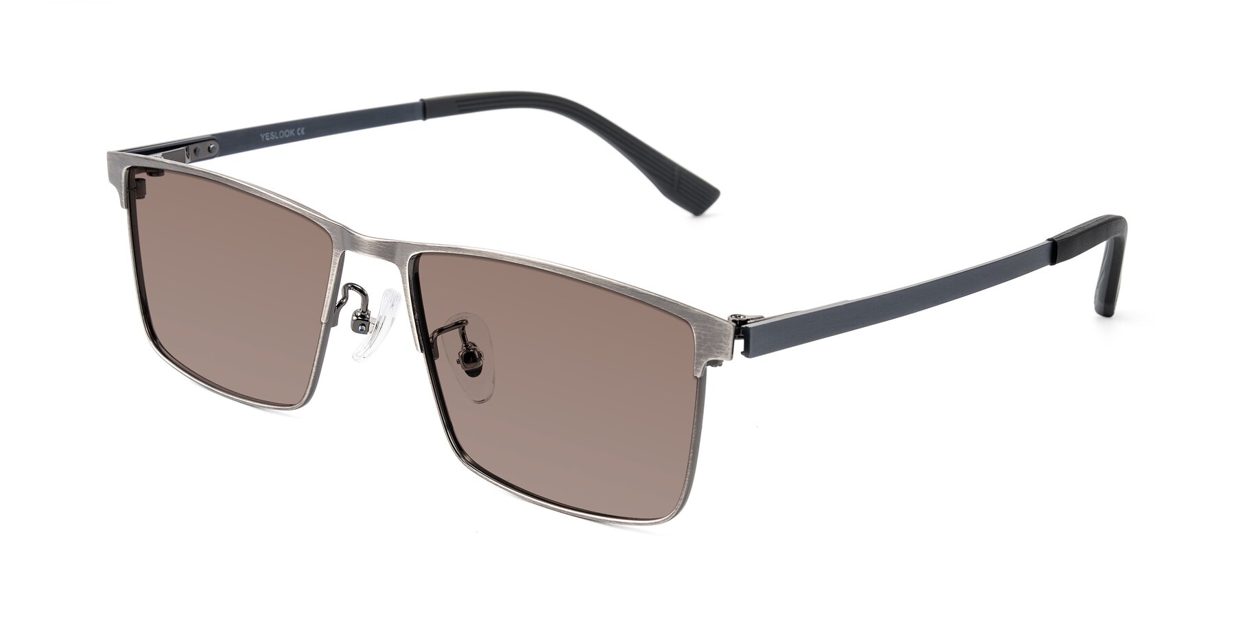 Angle of Leeth in Brushed Silver with Medium Brown Tinted Lenses