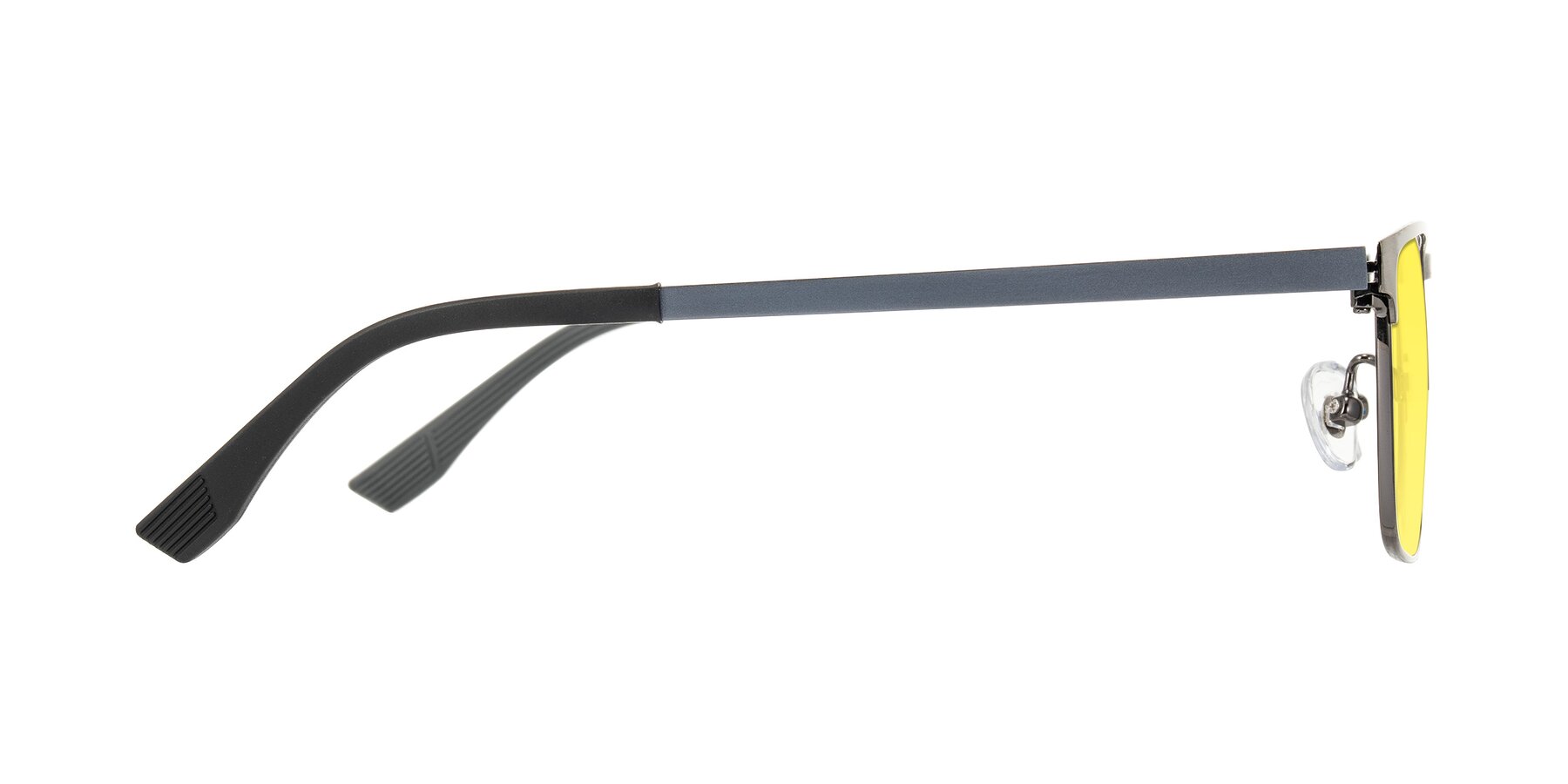 Side of Leeth in Brushed Silver with Medium Yellow Tinted Lenses