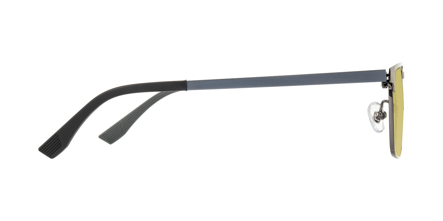 Side of Leeth in Brushed Silver with Medium Champagne Tinted Lenses