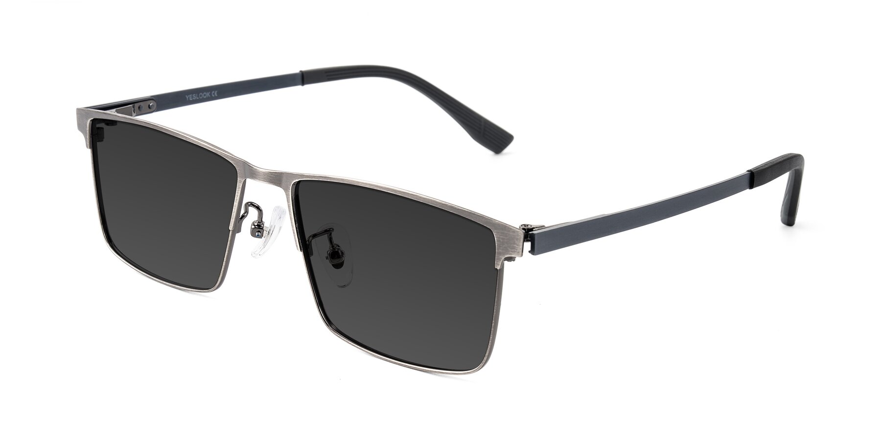 Angle of Leeth in Brushed Silver with Gray Tinted Lenses