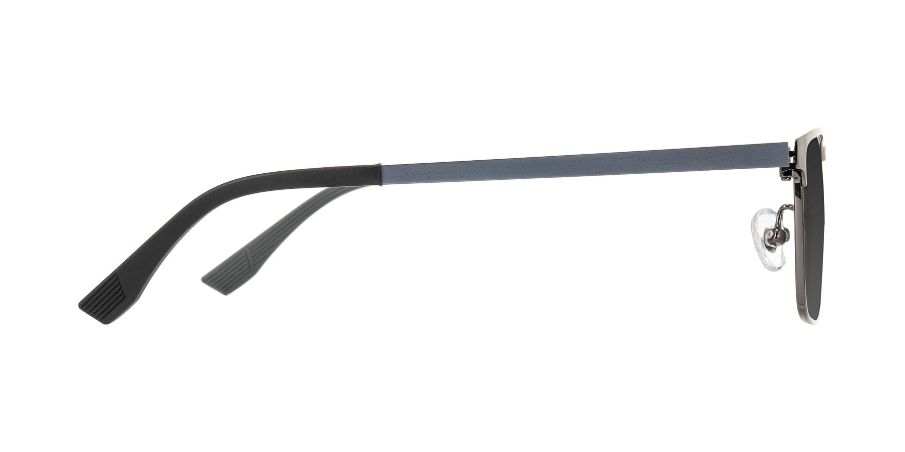 Side of Leeth in Brushed Silver with Gray Tinted Lenses