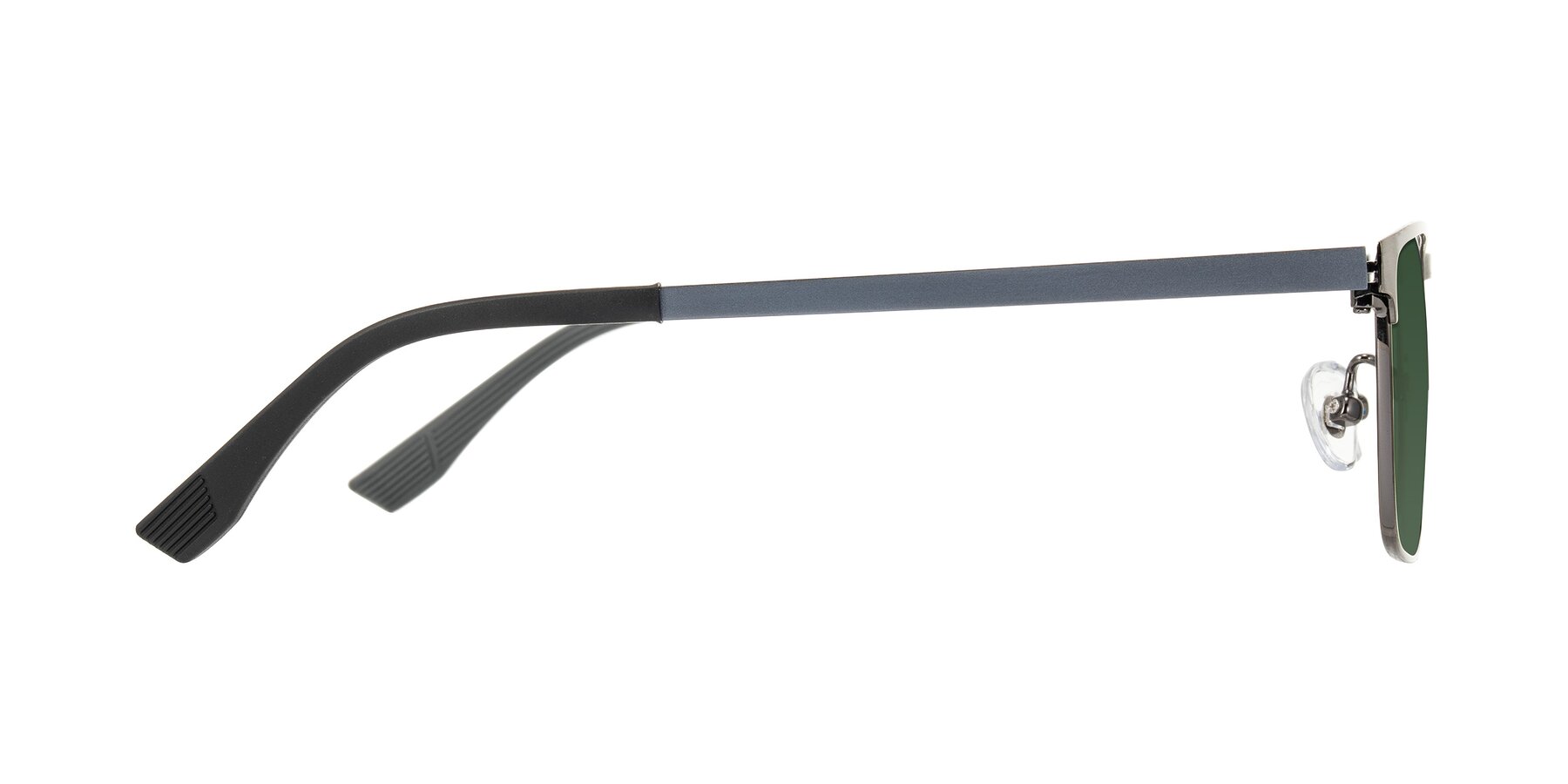 Side of Leeth in Brushed Silver with Green Tinted Lenses