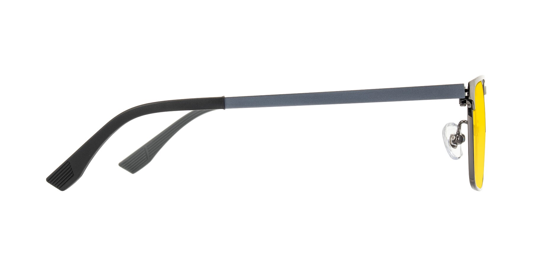 Side of Leeth in Brushed Silver with Yellow Tinted Lenses