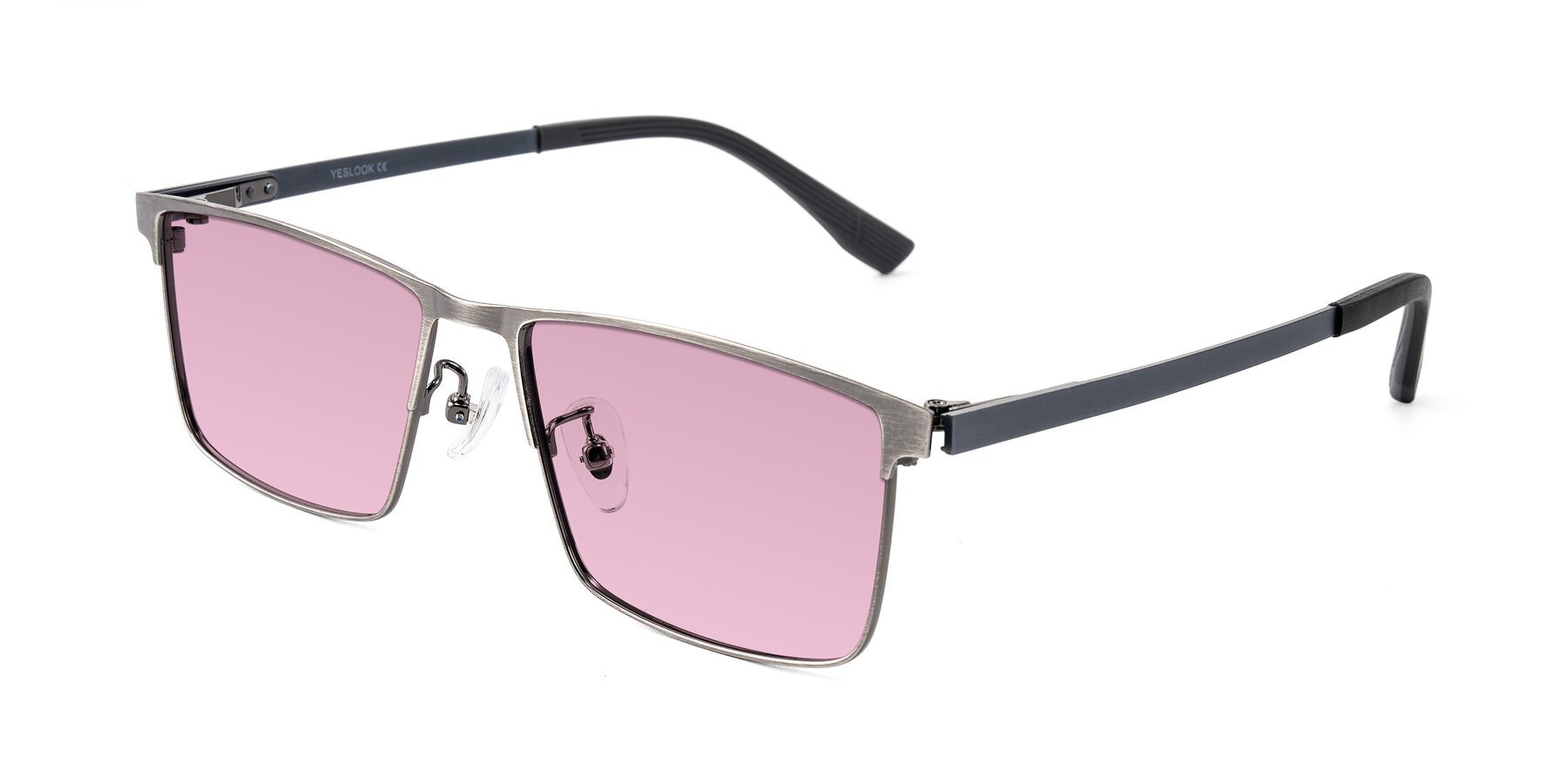 Angle of Leeth in Brushed Silver with Light Wine Tinted Lenses