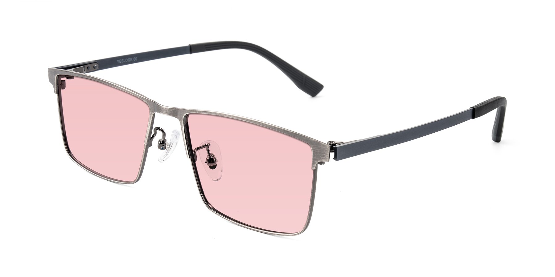 Angle of Leeth in Brushed Silver with Light Garnet Tinted Lenses