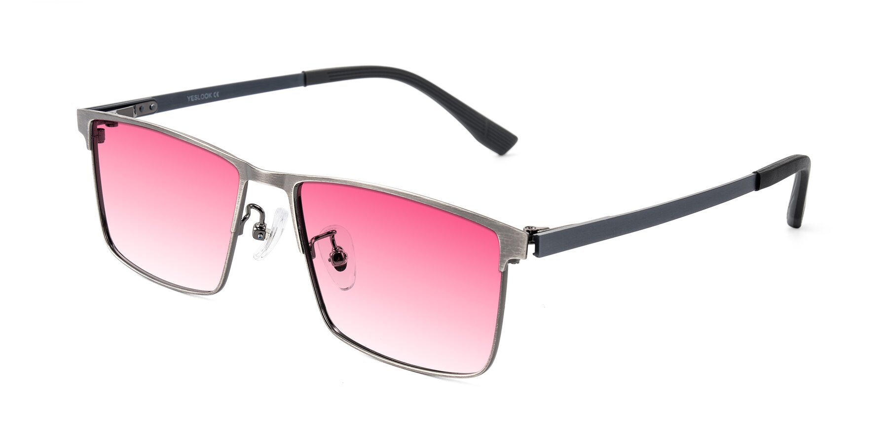 Angle of Leeth in Brushed Silver with Pink Gradient Lenses