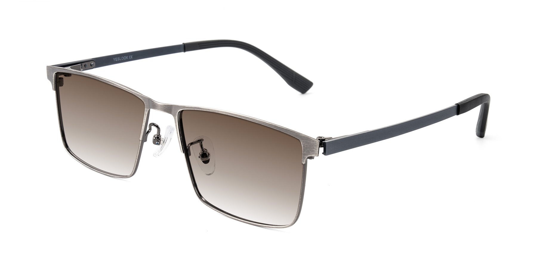 Angle of Leeth in Brushed Silver with Brown Gradient Lenses