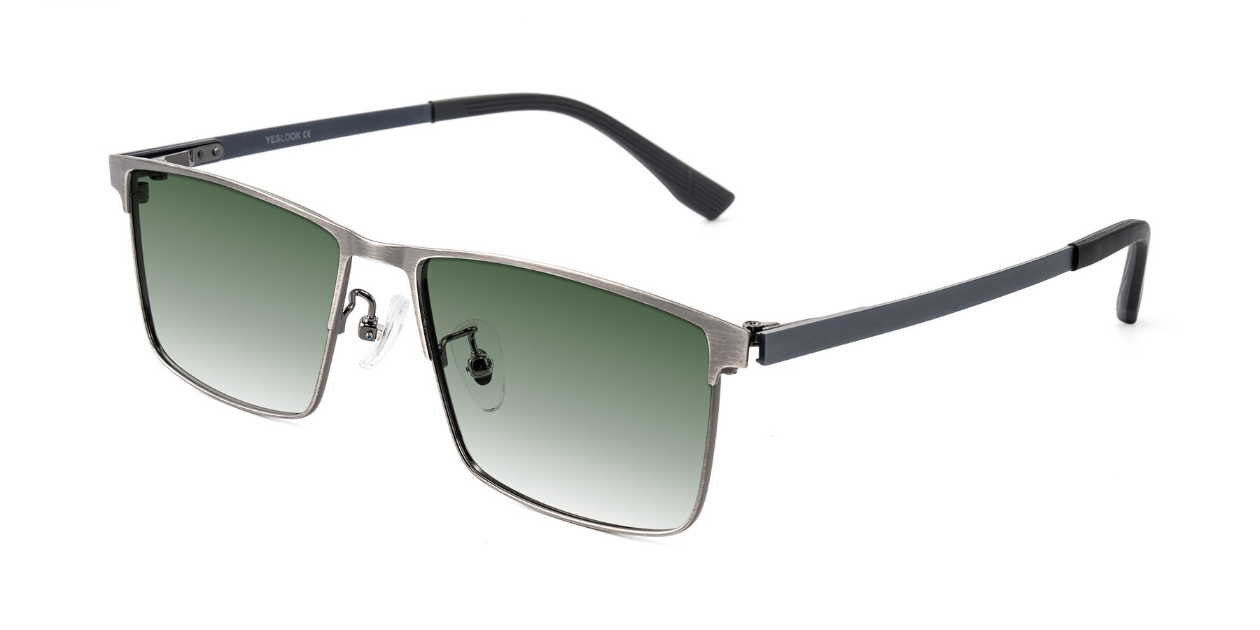 Angle of Leeth in Brushed Silver with Green Gradient Lenses
