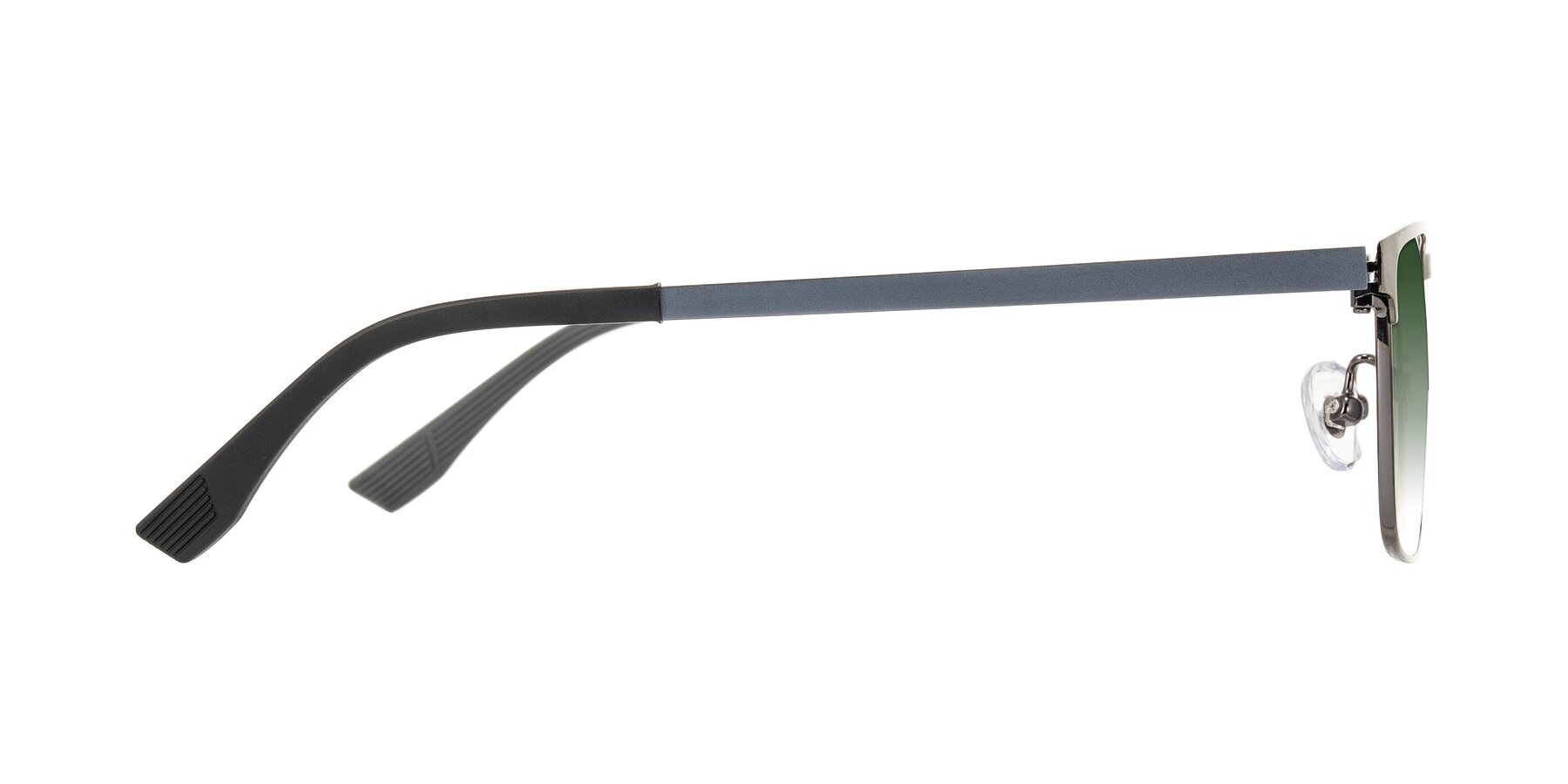 Side of Leeth in Brushed Silver with Green Gradient Lenses