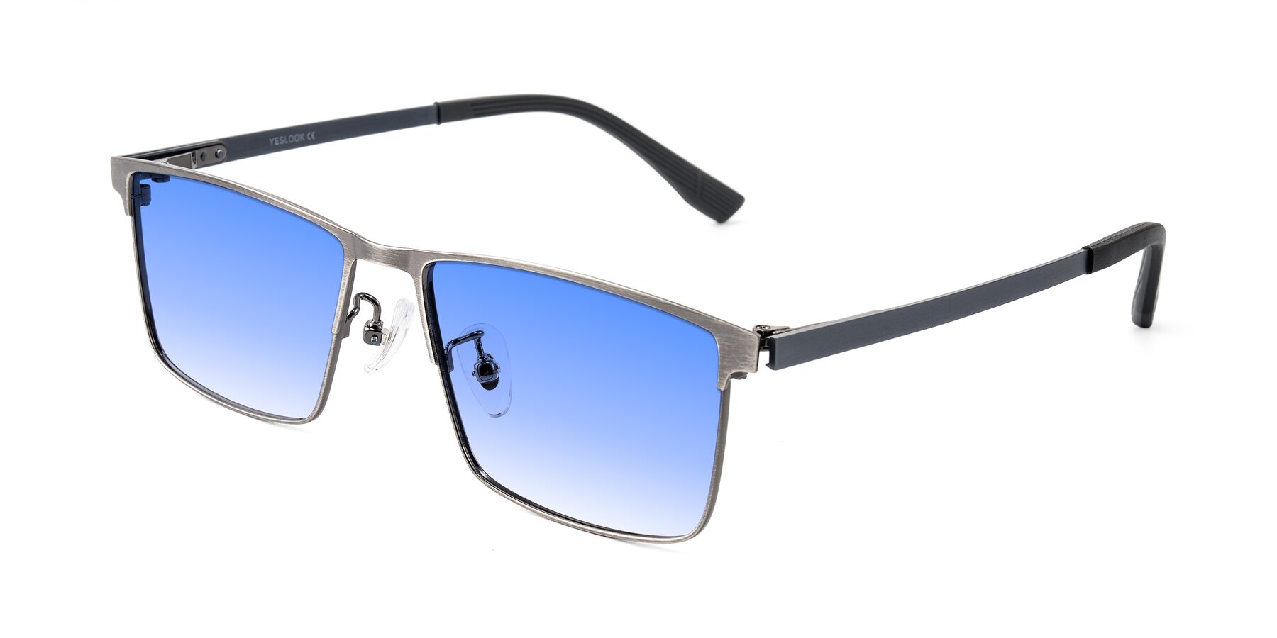 Angle of Leeth in Brushed Silver with Blue Gradient Lenses