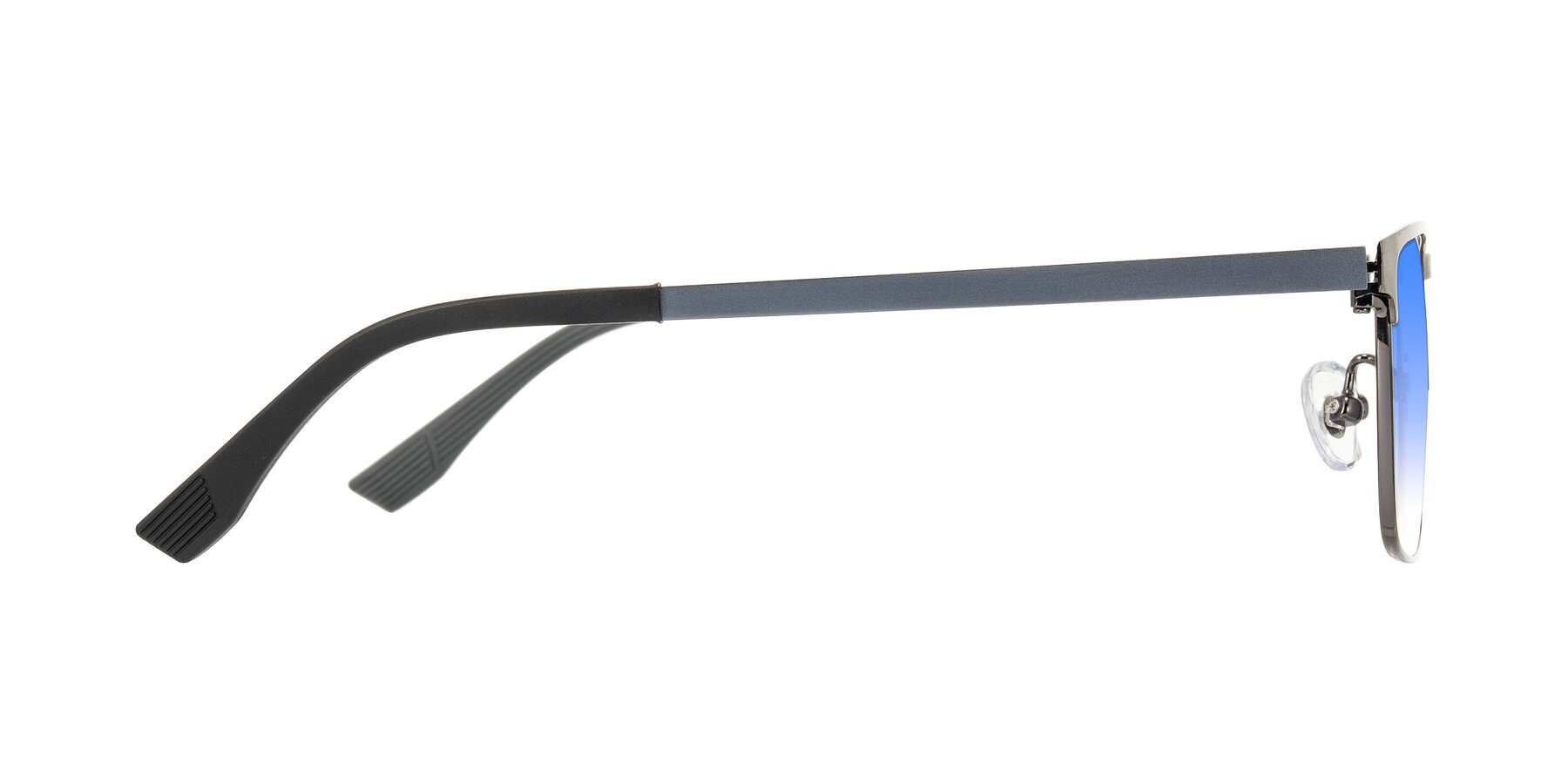 Side of Leeth in Brushed Silver with Blue Gradient Lenses