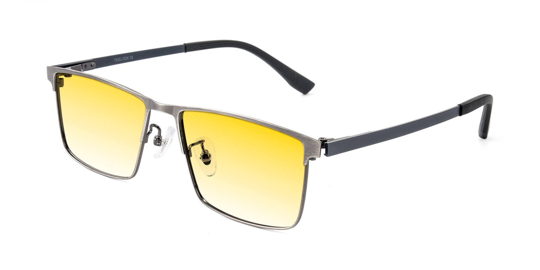 Angle of Leeth in Brushed Silver with Yellow Gradient Lenses