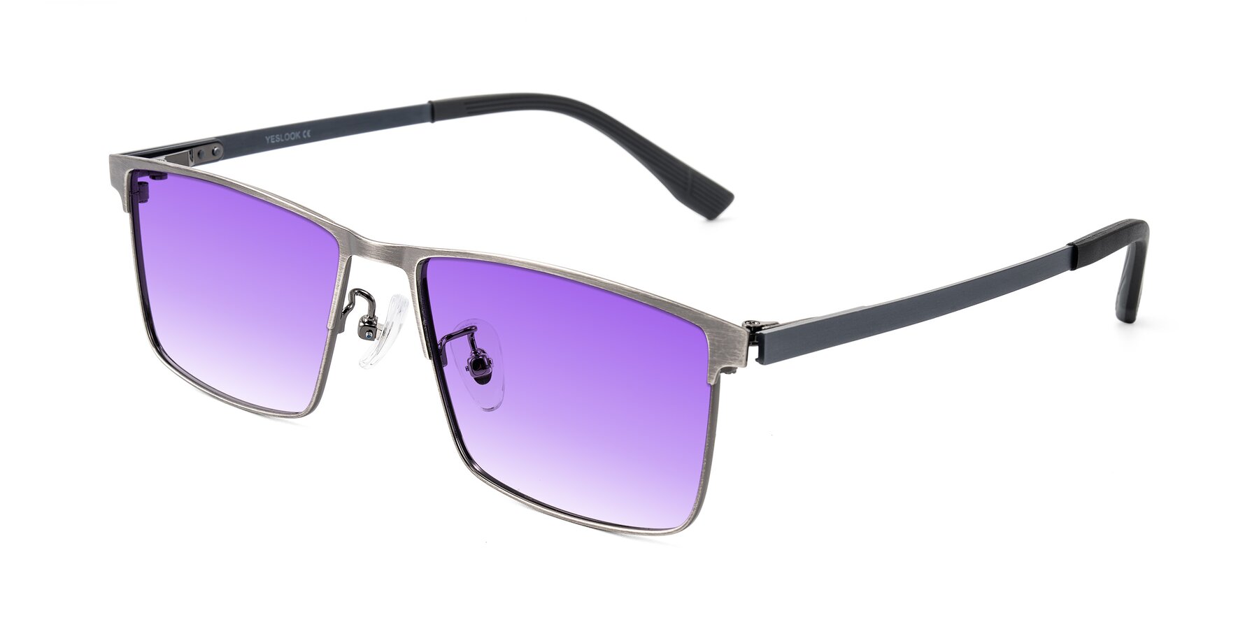 Angle of Leeth in Brushed Silver with Purple Gradient Lenses