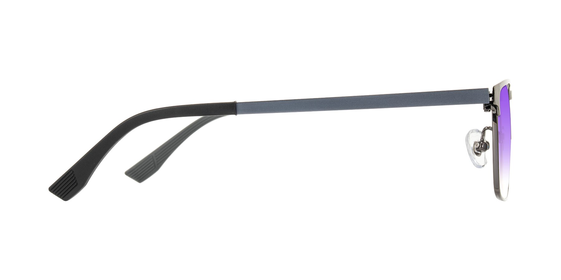Side of Leeth in Brushed Silver with Purple Gradient Lenses