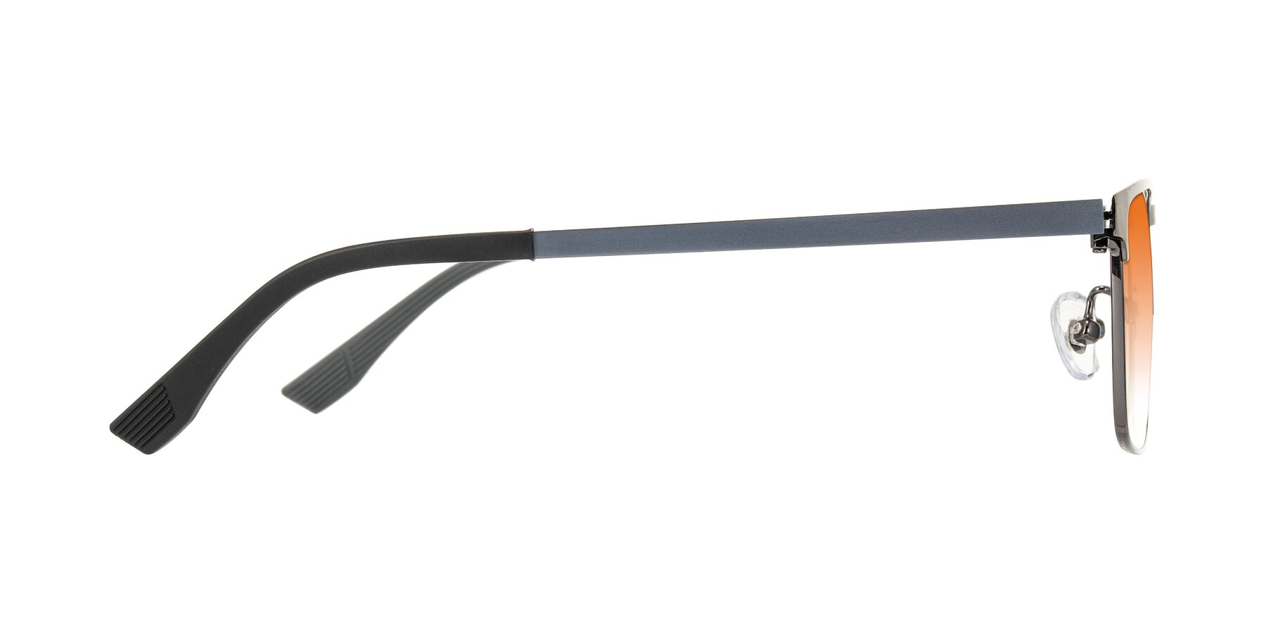 Side of Leeth in Brushed Silver with Orange Gradient Lenses