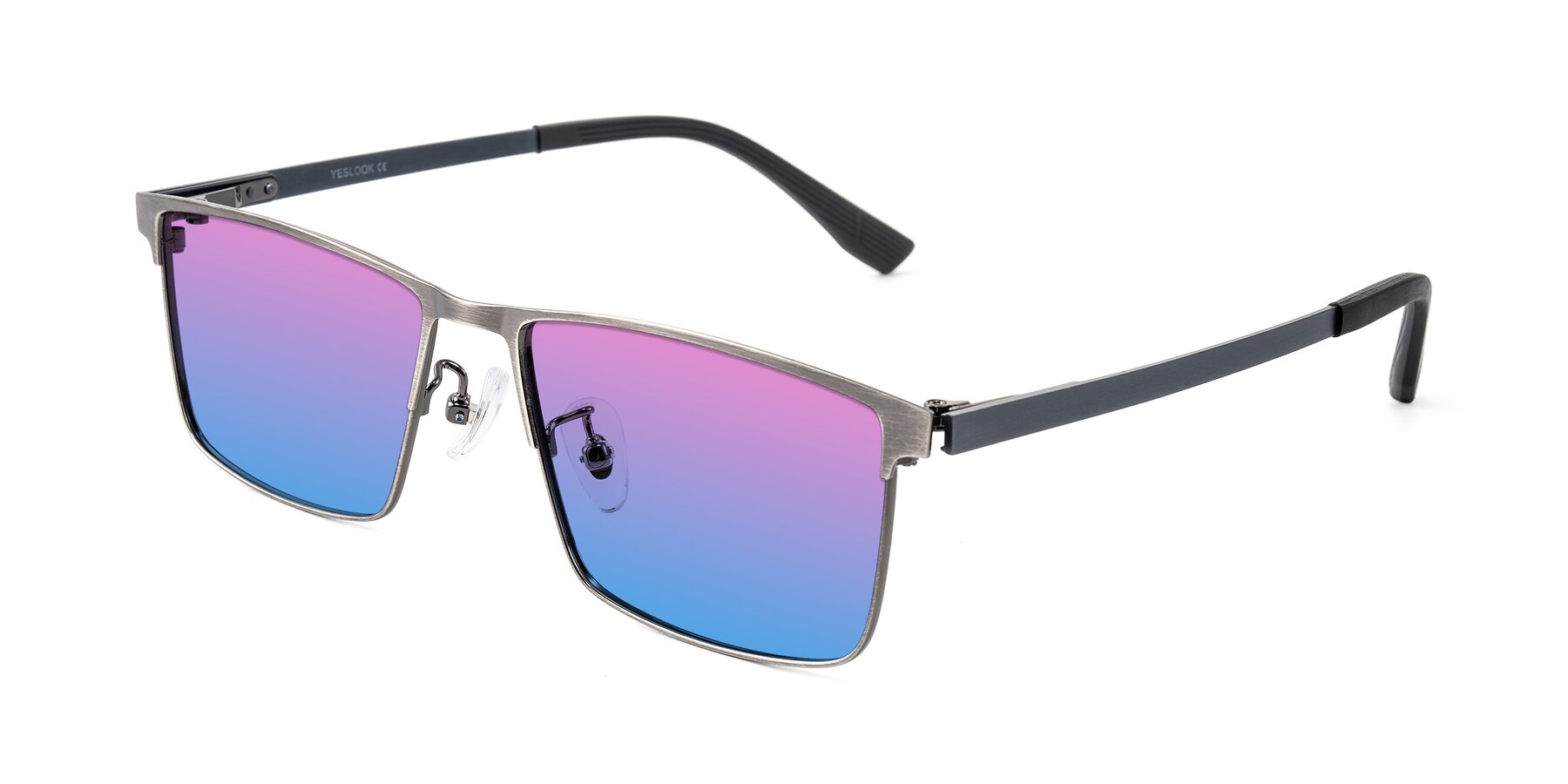 Angle of Leeth in Brushed Silver with Pink / Blue Gradient Lenses