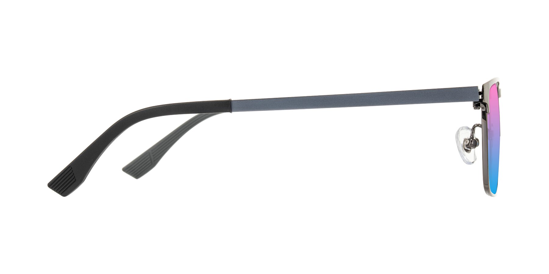 Side of Leeth in Brushed Silver with Pink / Blue Gradient Lenses