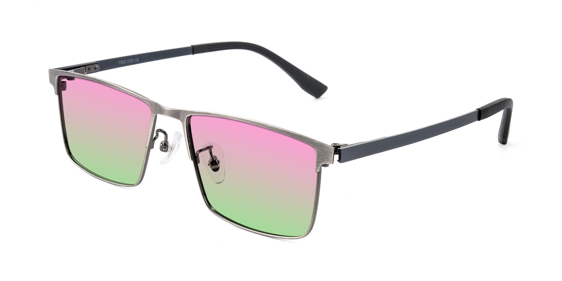 Angle of Leeth in Brushed Silver with Pink / Green Gradient Lenses
