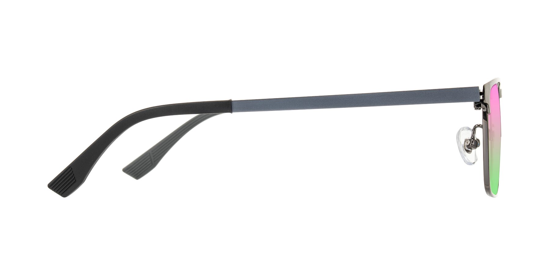 Side of Leeth in Brushed Silver with Pink / Green Gradient Lenses