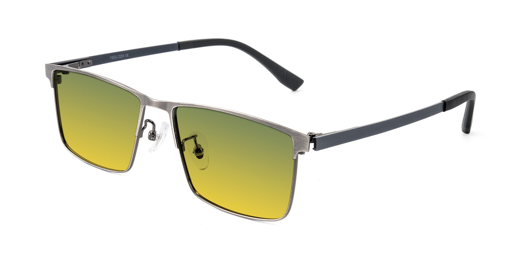 Angle of Leeth in Brushed Silver with Green / Yellow Gradient Lenses
