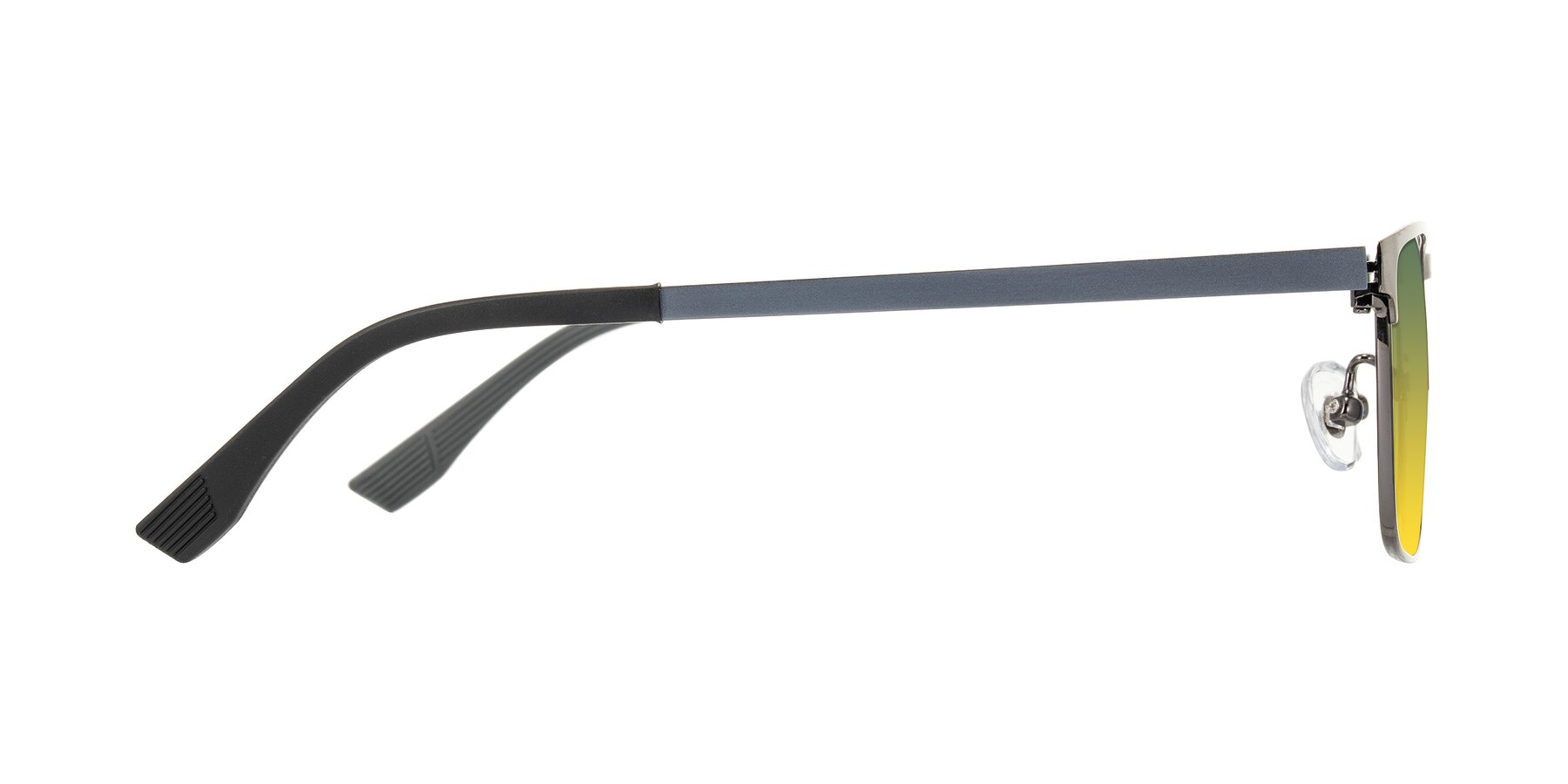Side of Leeth in Brushed Silver with Green / Yellow Gradient Lenses