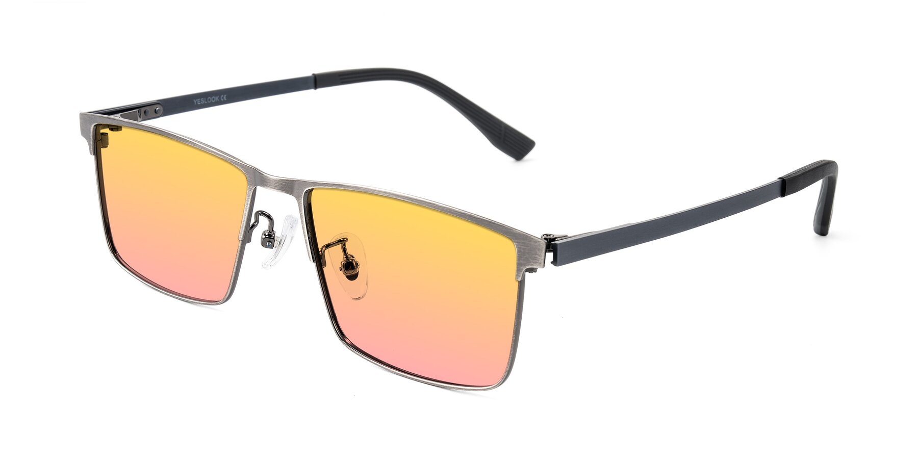 Angle of Leeth in Brushed Silver with Yellow / Pink Gradient Lenses