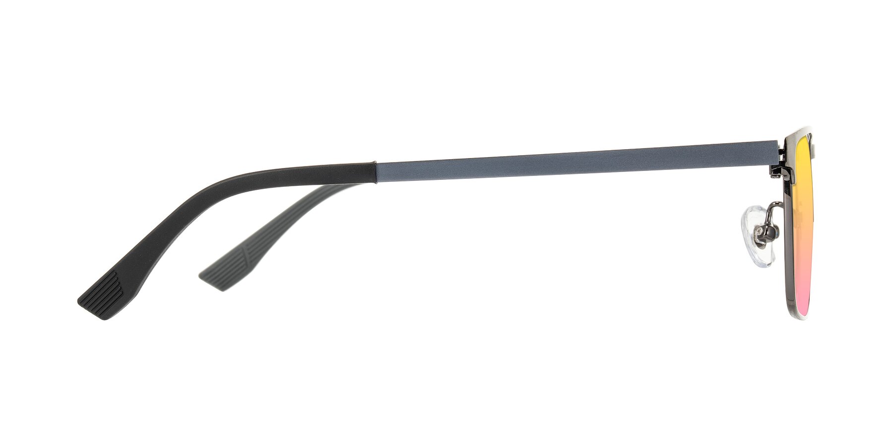 Side of Leeth in Brushed Silver with Yellow / Pink Gradient Lenses